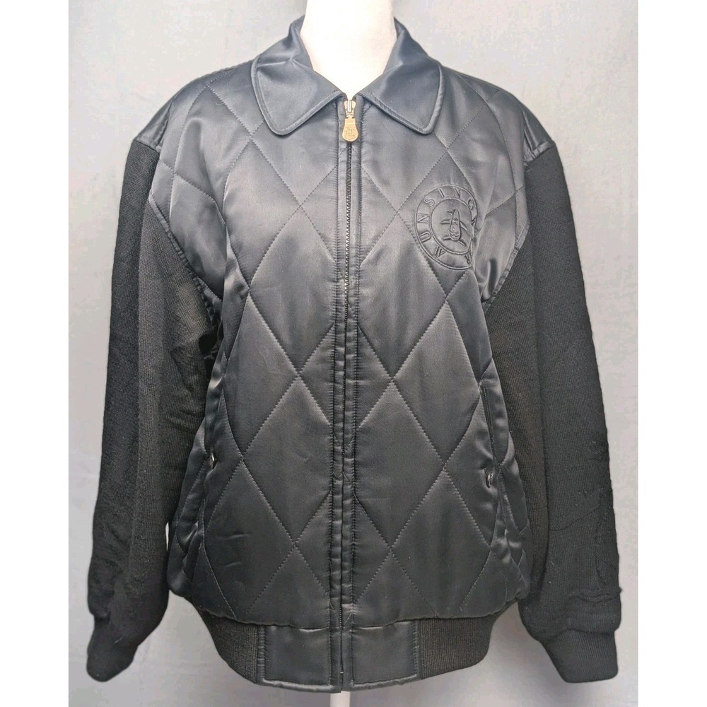 Munsingwear Grand Slam Jacket Size 90 Black Quilted Penguin Logo Full Zip